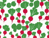 Red radish with green tops. Illustration of a vegetable on a white background in the flat style