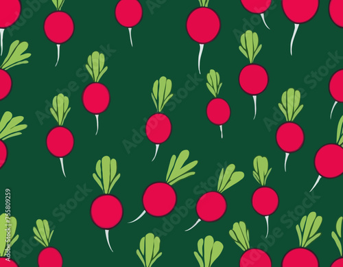 Red radish with green tops. Illustration of a vegetable on a white background in the flat style