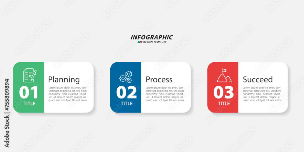 Obraz premium Infographic 3 Step timeline journey, calendar Flat simple infographics design template. presentation graph. Business concept with 3 options, vector illustration.