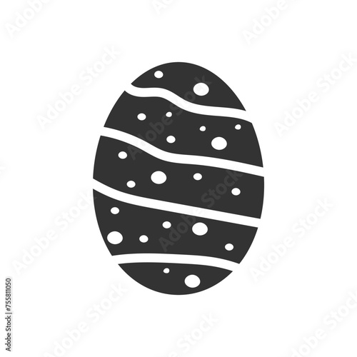 Black Easter egg. Vintage silhouette for Easter day, greeting card and design. Isolated vector illustration