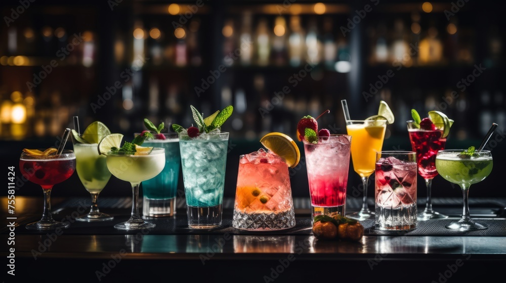 Cocktails served at a bustling bar
