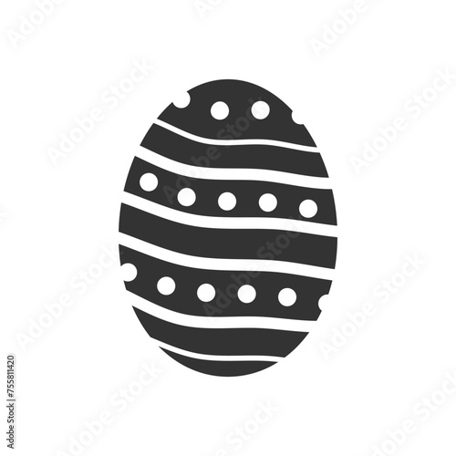 Black Easter egg. Vintage silhouette for Easter day, greeting card and design. Isolated vector illustration