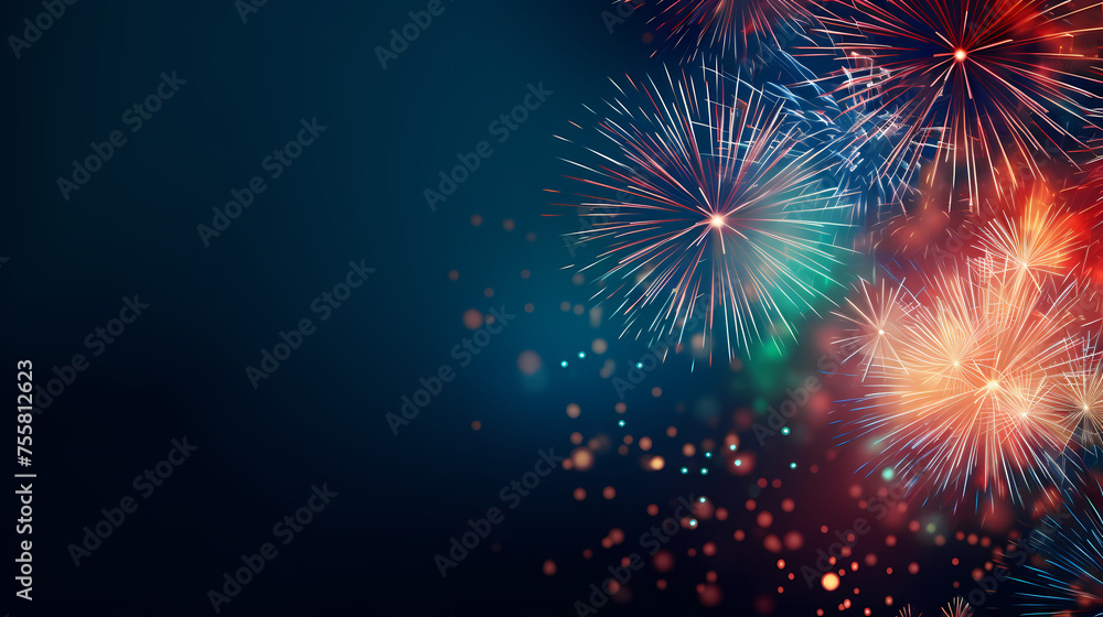 Fototapeta premium Fireworks background for celebration, holiday celebration concept