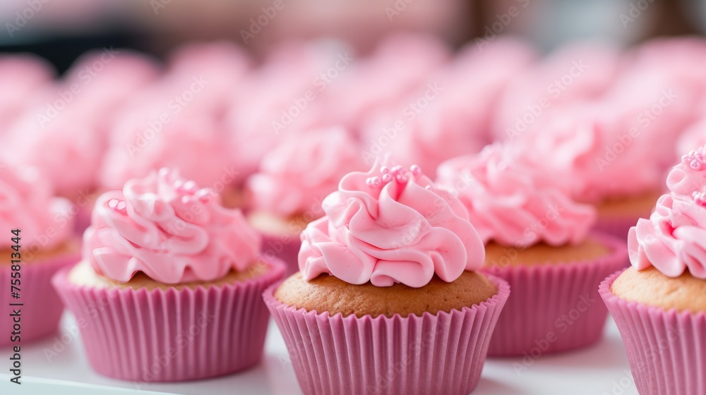 Pink cupcakes at a breast cancer fundraiser