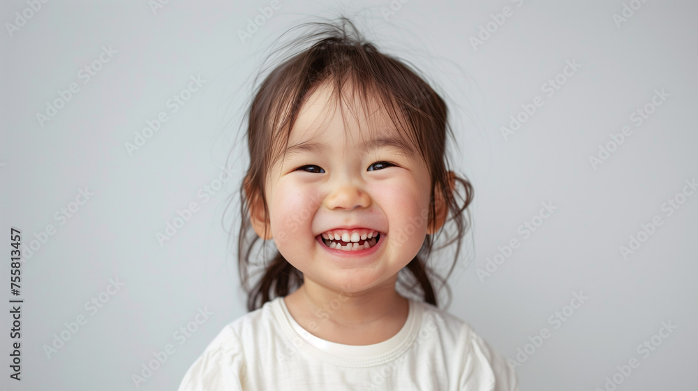 楽しそうに笑う3才の女の子 楽しそうに笑う3才の女の子