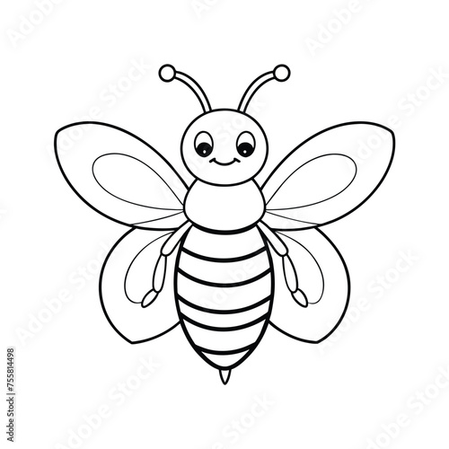 Bee illustration coloring page for kids