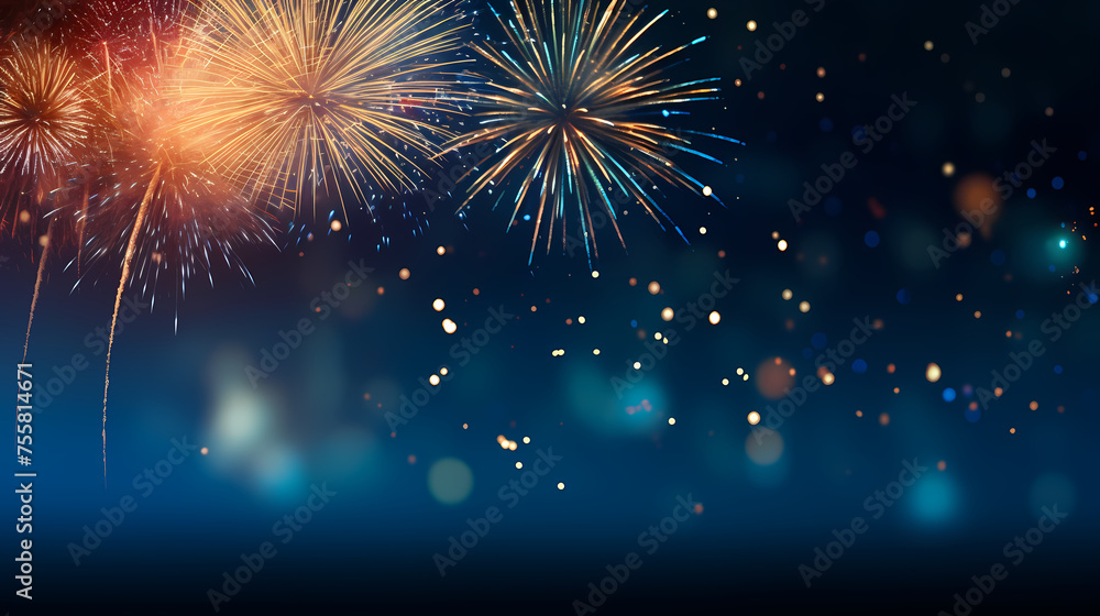 Fototapeta premium Fireworks background for celebration, holiday celebration concept