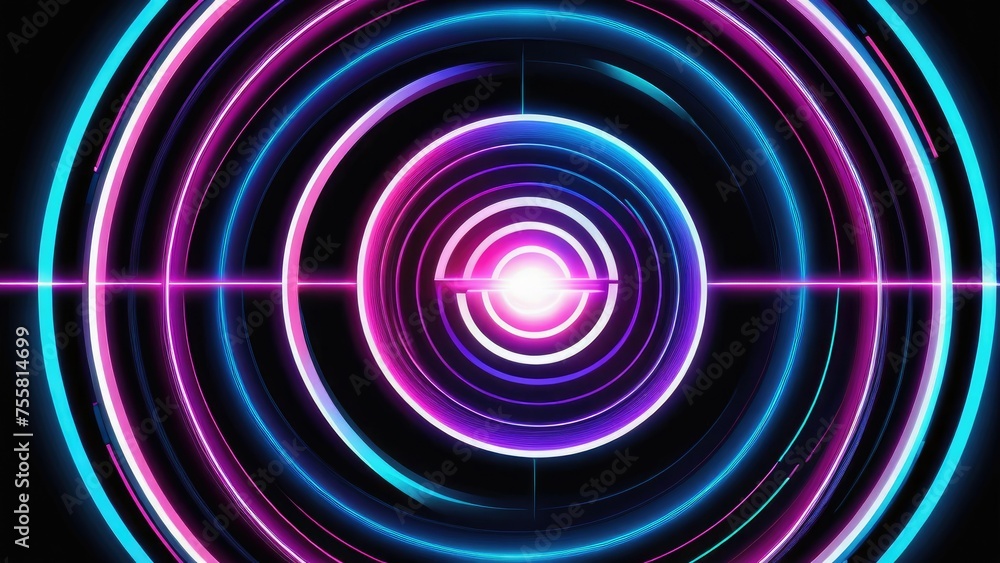 Glowing lines intertwine in a round formation, array of colors shifting from vibrant pinks to electric blues creating a sleek, minimalistic yet futuristic tech aura, abstract vector illustration Glowing lines intertwine in a round formation, array of colors shifting from vibrant pinks to electric blues creating a sleek, minimalistic yet futuristic tech aura, abstract vector illustration