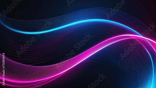 Wallpaper Mural Glowing lines curving gracefully to form an abstract, futuristic tech background, a color palette ranging from neon pinks to electric blues, minimalistic round shapes overlapping, a sense of movement Torontodigital.ca