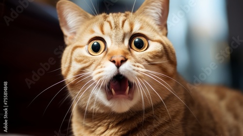 A cat with an exaggerated shocked expression, reminiscent of a cartoon