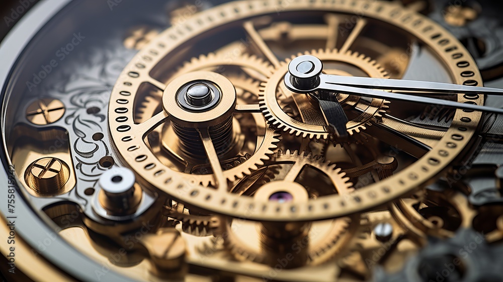 A closeup of a mechanical clock with gears exposed, showcasing precision engineering