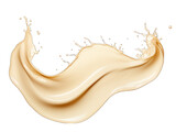 Beige liquid wave splash water isolated on transparent background, transparency image, removed background