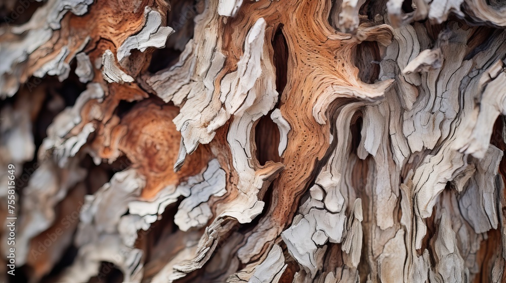 A closeup of tree bark with intricate textures and patterns A closeup of tree bark with intricate textures and patterns
