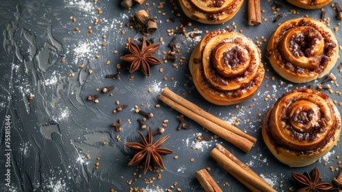 Cinnamon Buns and Spices on Table