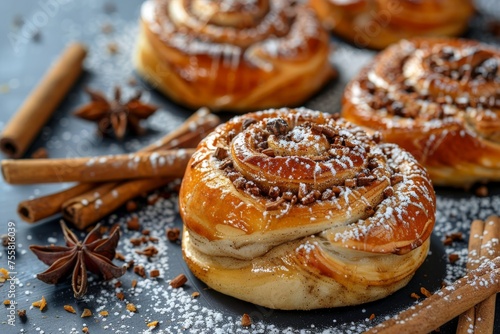 Cinnamon rolls on baking sheet