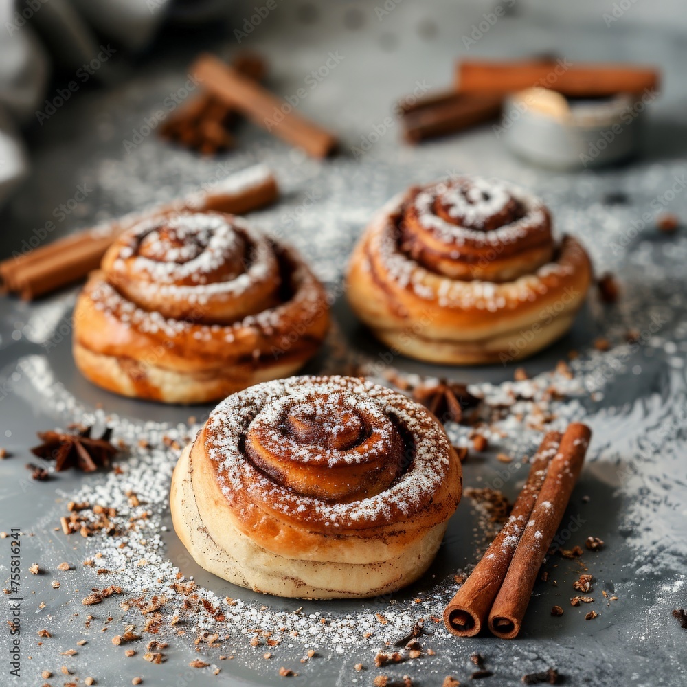 Cinnamon Rolls and Sticks on Baking Sheet Cinnamon Rolls and Sticks on Baking Sheet