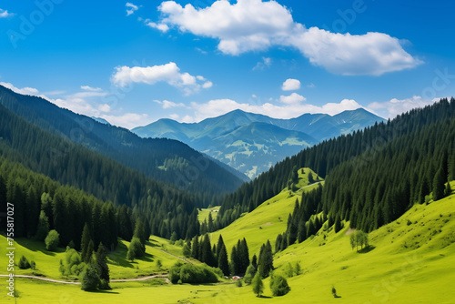 Majestic beauty of Carpathian Mountains in Ukraine. Generative AI