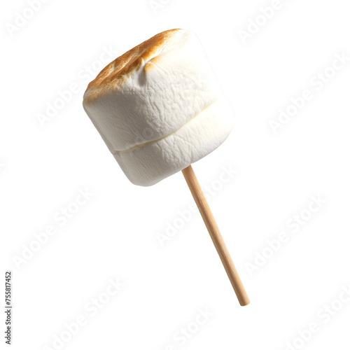 marshmallow stick isolated on transparent background Generative Ai