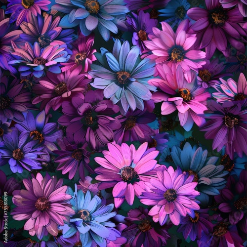 Abundance of Purple and Blue Flowers