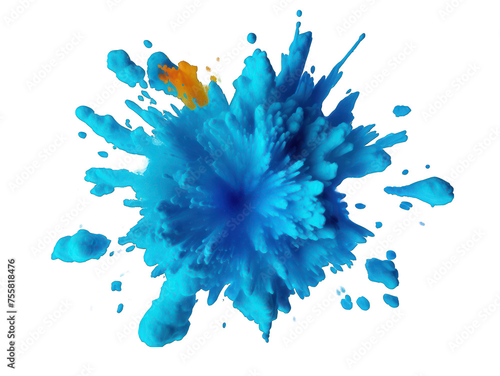 Blue paint color powder festival explosion burst isolated on ...