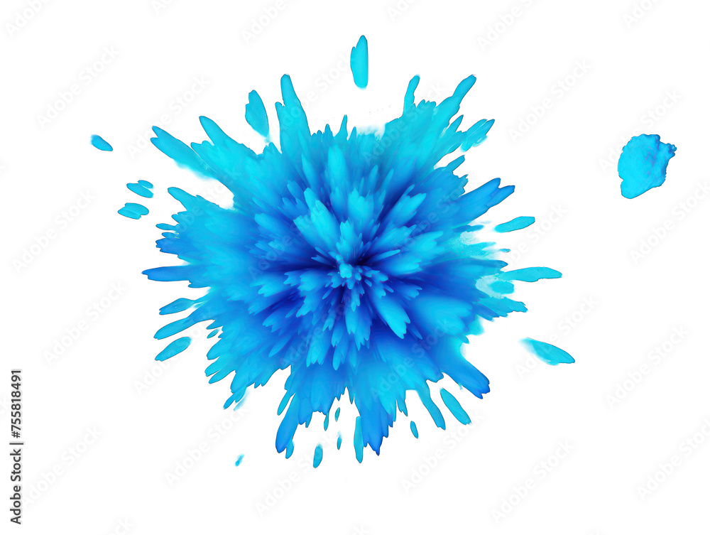 Blue paint color powder festival explosion burst isolated on ...