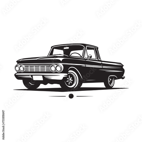 Retro Revival: Vector Classic Car Silhouette for Nostalgic Designs and Vintage Vibes. Retro car illustration, vintage car vector.