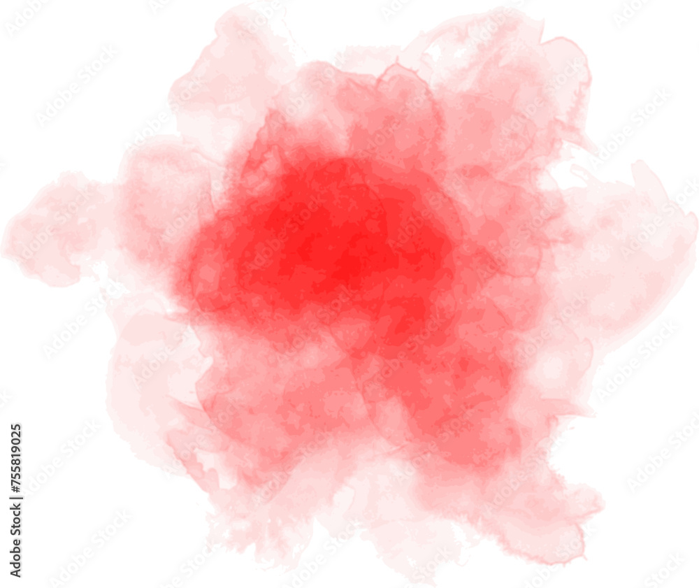 Abstract watercolor blot painted background. Vector isolated illustration. Red rose 