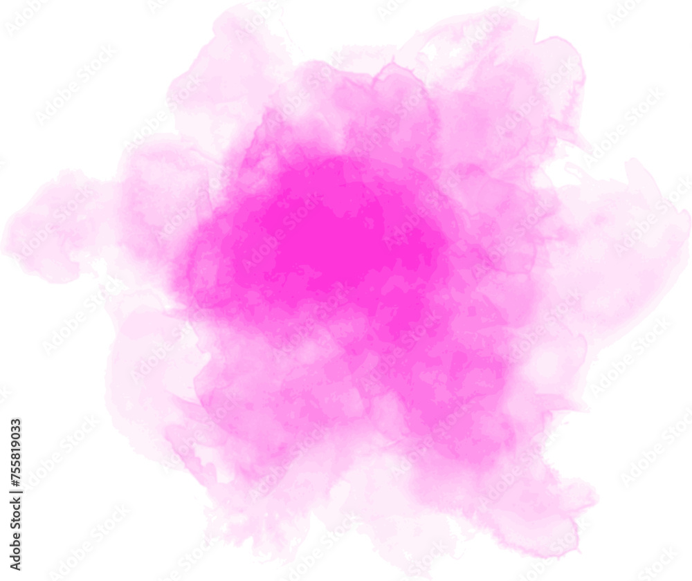 Abstract watercolor blot painted background. Vector isolated illustration. Pink fuscia