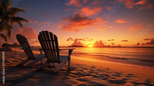 Beach theme sunset with tranquil ambiance © Cloudyew