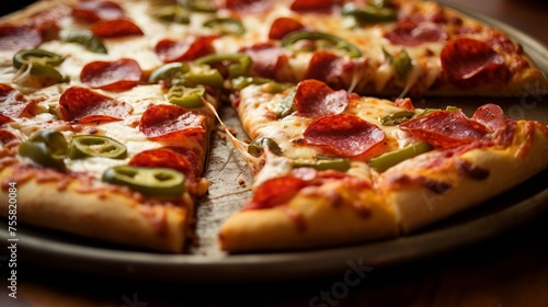 A closeup of a pepperoni pizza