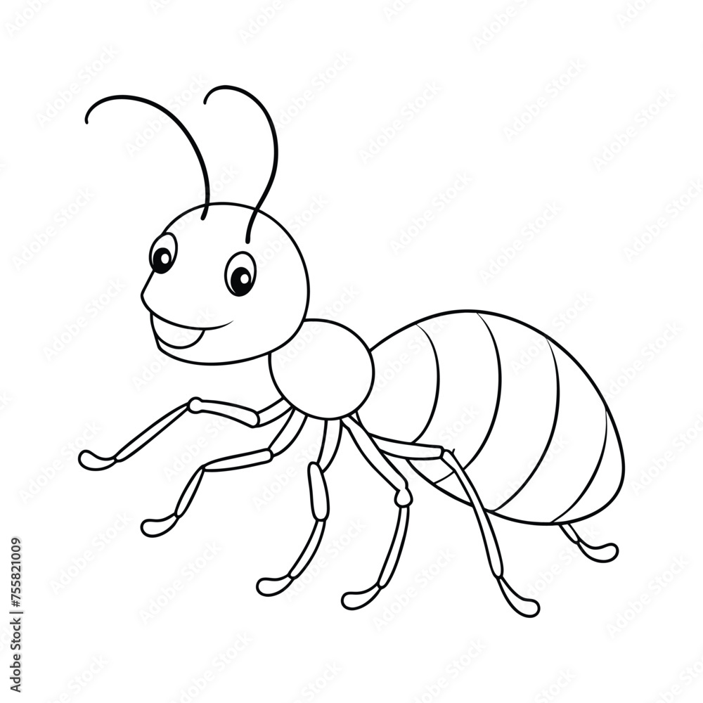 Colour Less Ant Ant illustration coloring page for kids Stock Vector | Adobe Stock