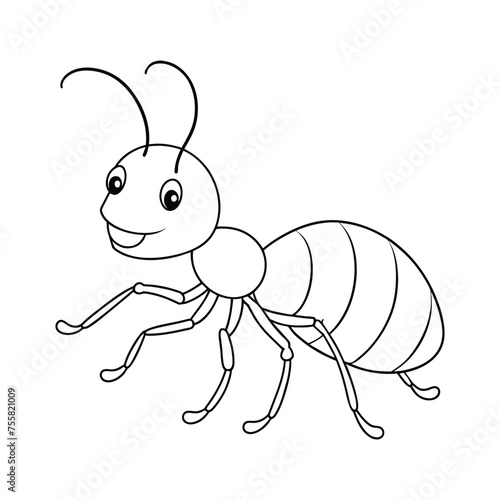 Ant illustration coloring page for kids