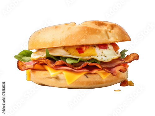 breakfast sandwich isolated on transparent background, transparency image, removed background