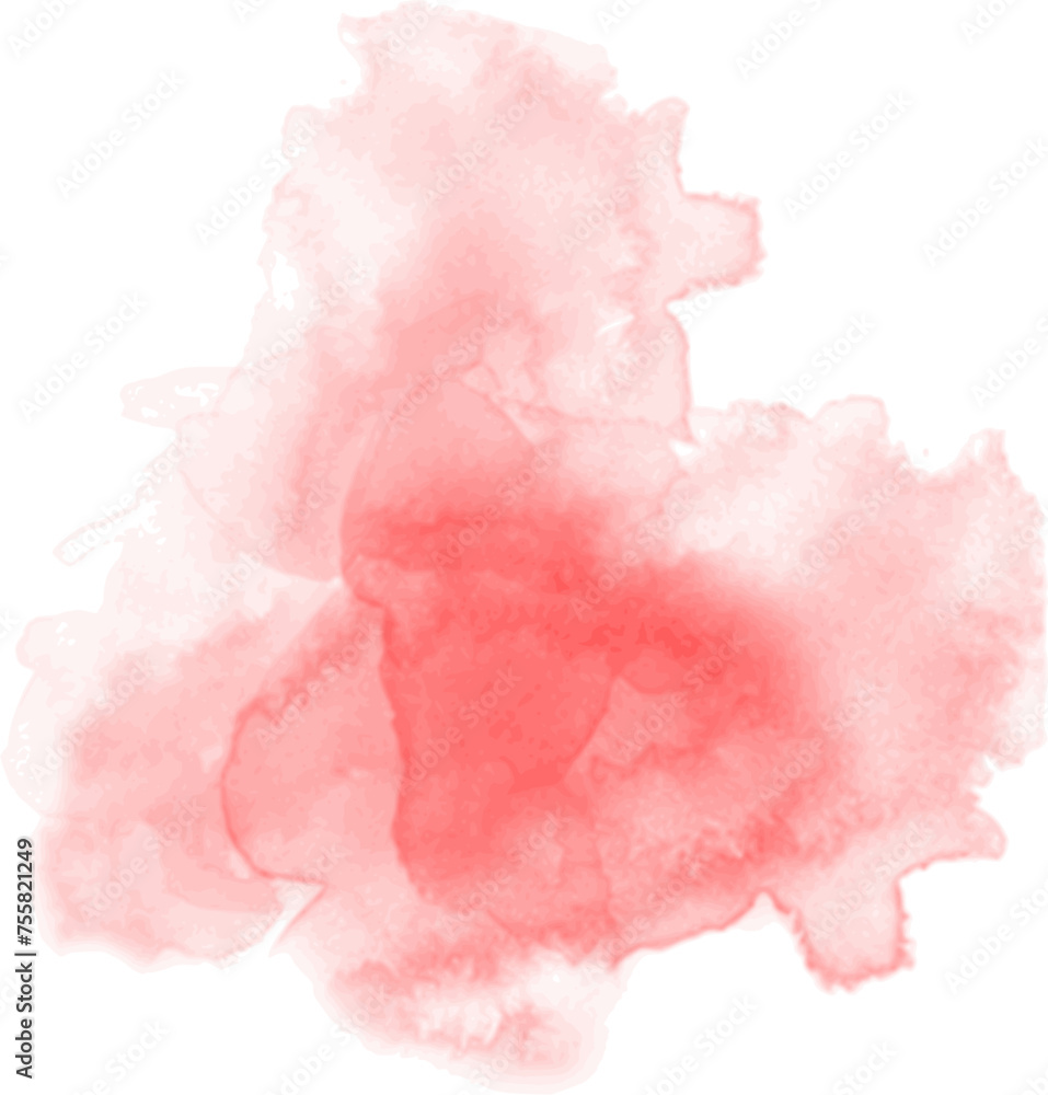 Abstract watercolor blot painted background. Vector isolated illustration. Red strawberry 