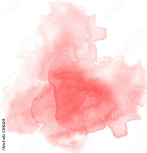 Abstract watercolor blot painted background. Vector isolated illustration. Red strawberry 