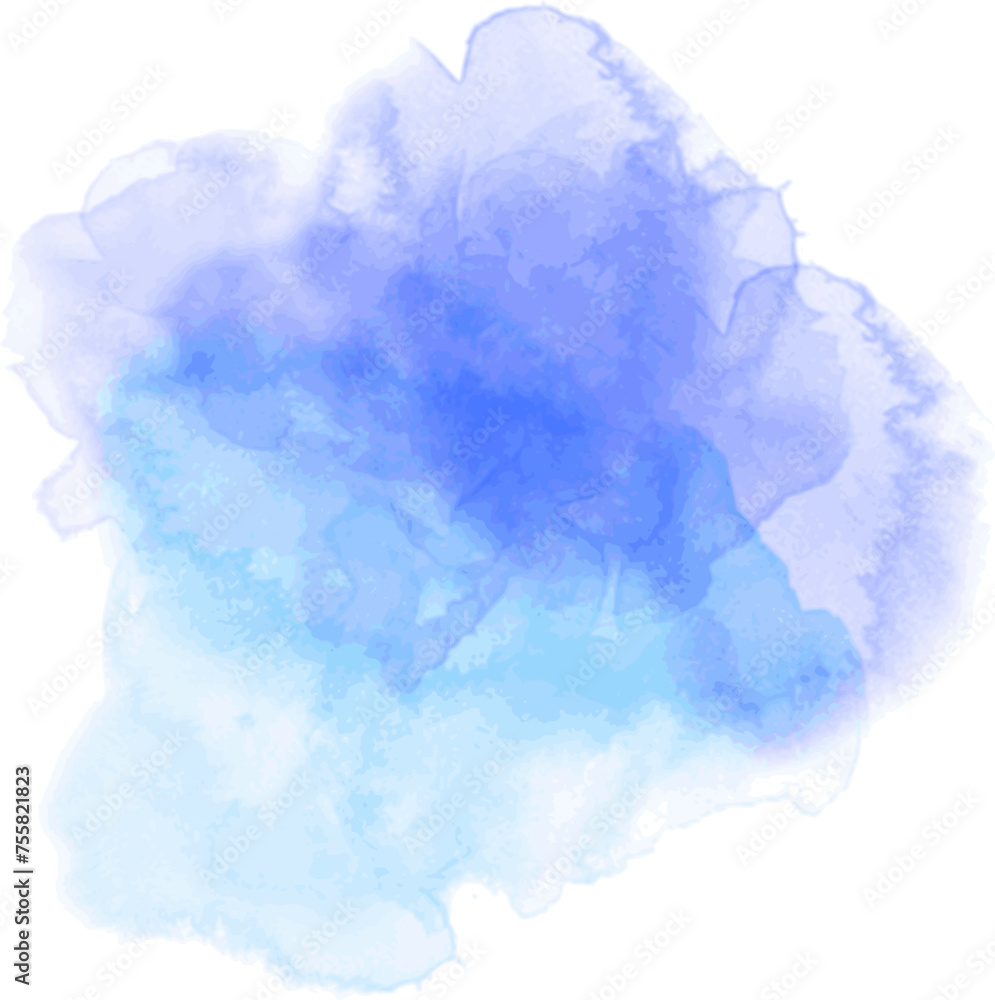 Abstract watercolor blot painted background. Vector isolated illustration. Blue