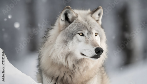 Portrait of an arctic wolf in the snow