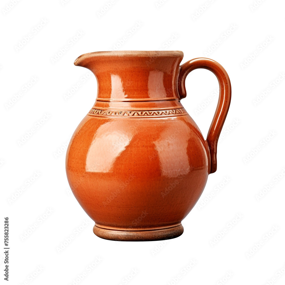 Clay Jug isolated on transparent background, PNG available