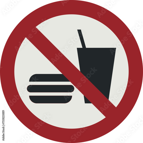 PROHIBITION SIGN PICTOGRAM, No eating or drinking ISO 7010 - P022, VECTOR