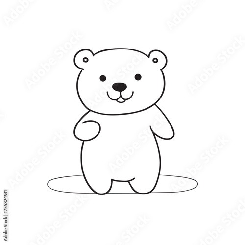 cute north the polar bear, vector illustration line art