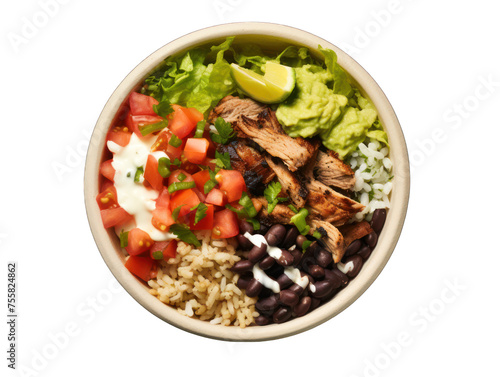 Burrito bowl isolated on transparent background, transparency image, removed background