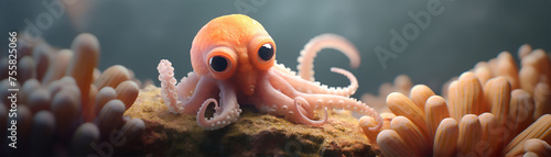 Tiny cute An animal with the horns of a ram and the tentacles of an octopus