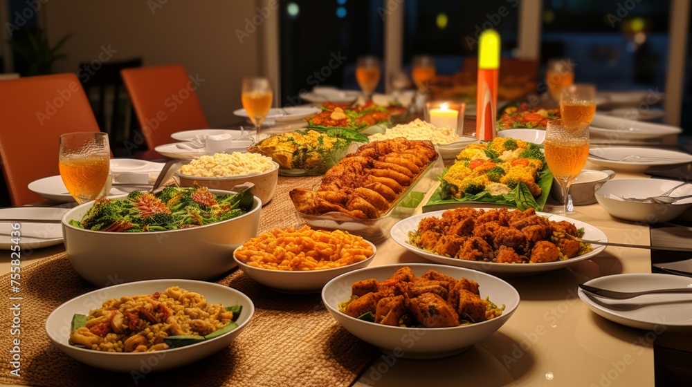 Diwali celebration with a family feast