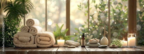 Spa background towel bathroom white luxury concept massage candle bath. Bathroom white wellness spa background towel relax aromatherapy flower accessory zen therapy aroma beauty setting table salt oil