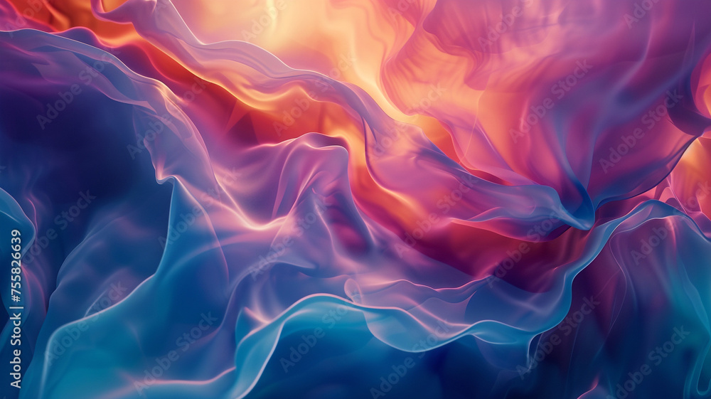 Produce a dynamic abstract fluid background with layers of translucent shapes shifting and morphing.