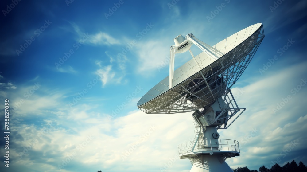 Satellite antenna pointing to the heavens