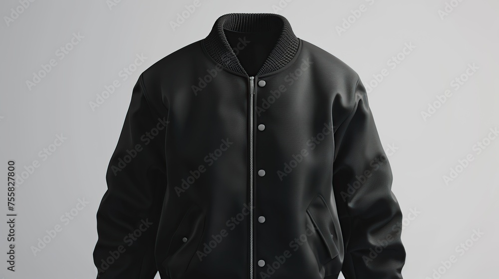 jacket varsity black, mock up , for production generative ai jacket varsity black, mock up , for production generative ai