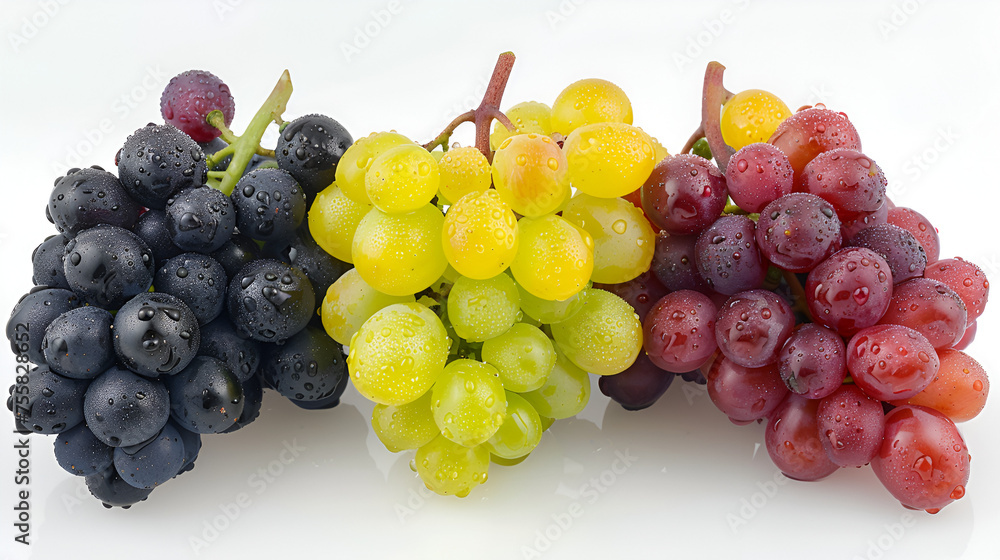 bunch of grapes isolated on white background. generative ai 