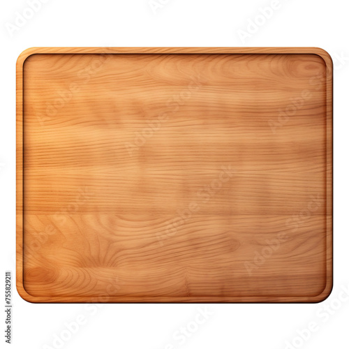 wooden cutting board on transparent background generative ai