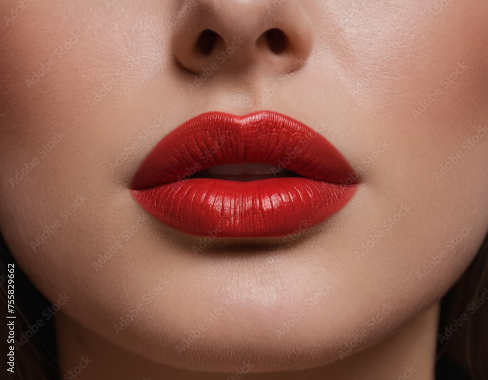 Obraz premium beautiful red lips, lipstick